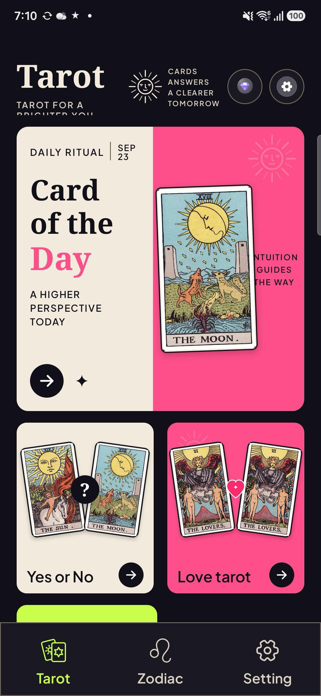 Tarot home with the Card of the Day editorial cover