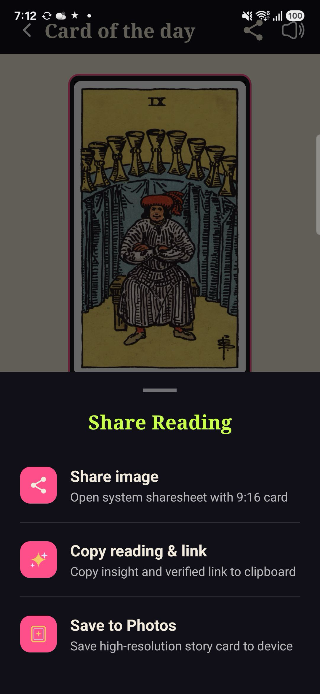 Share Reading options for image, link, and photo save
